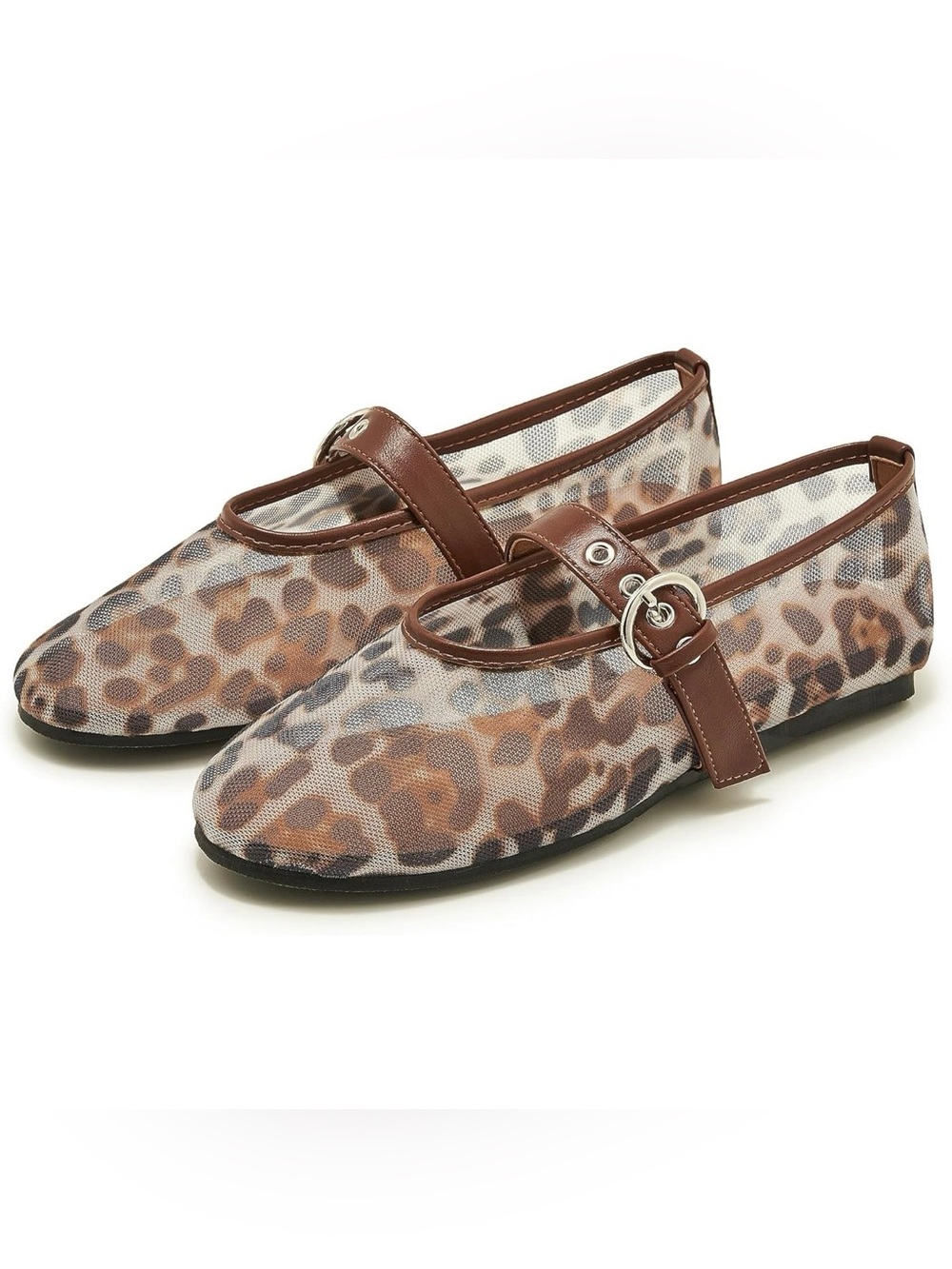ATBELL Leopard Mesh Mary Jane Ballet Flats US Women’s 6 / EU 36 NWT